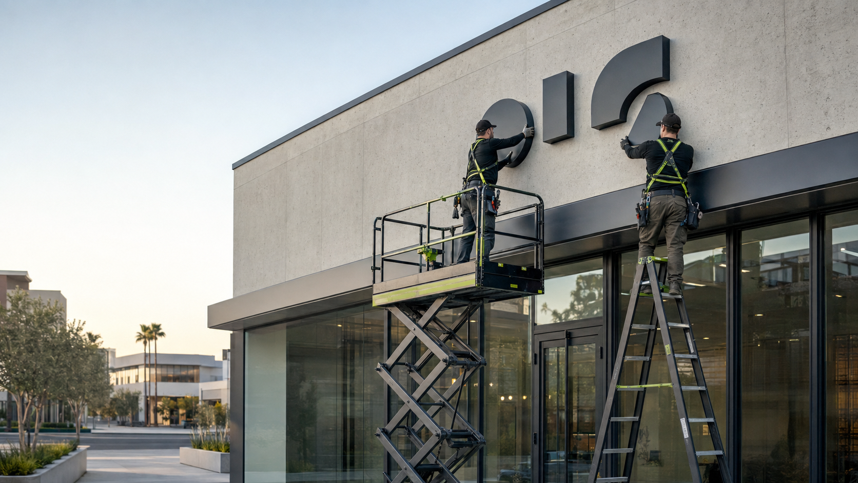 Commercial sign installation